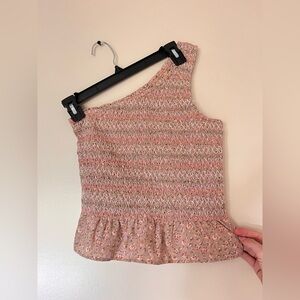 American Eagle Pink Floral One-Shoulder Top
